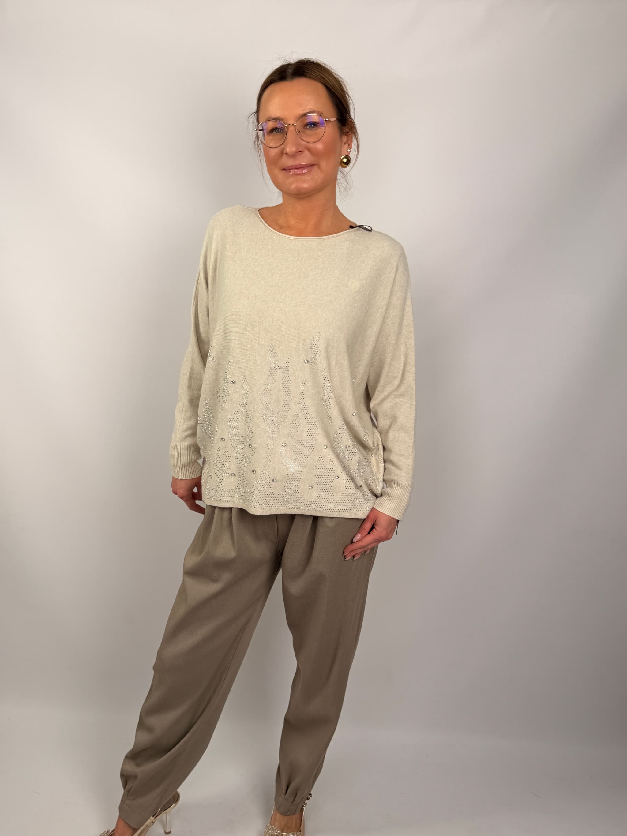 Sweter z cyrkoniami na dole WYPRZEDAŻ