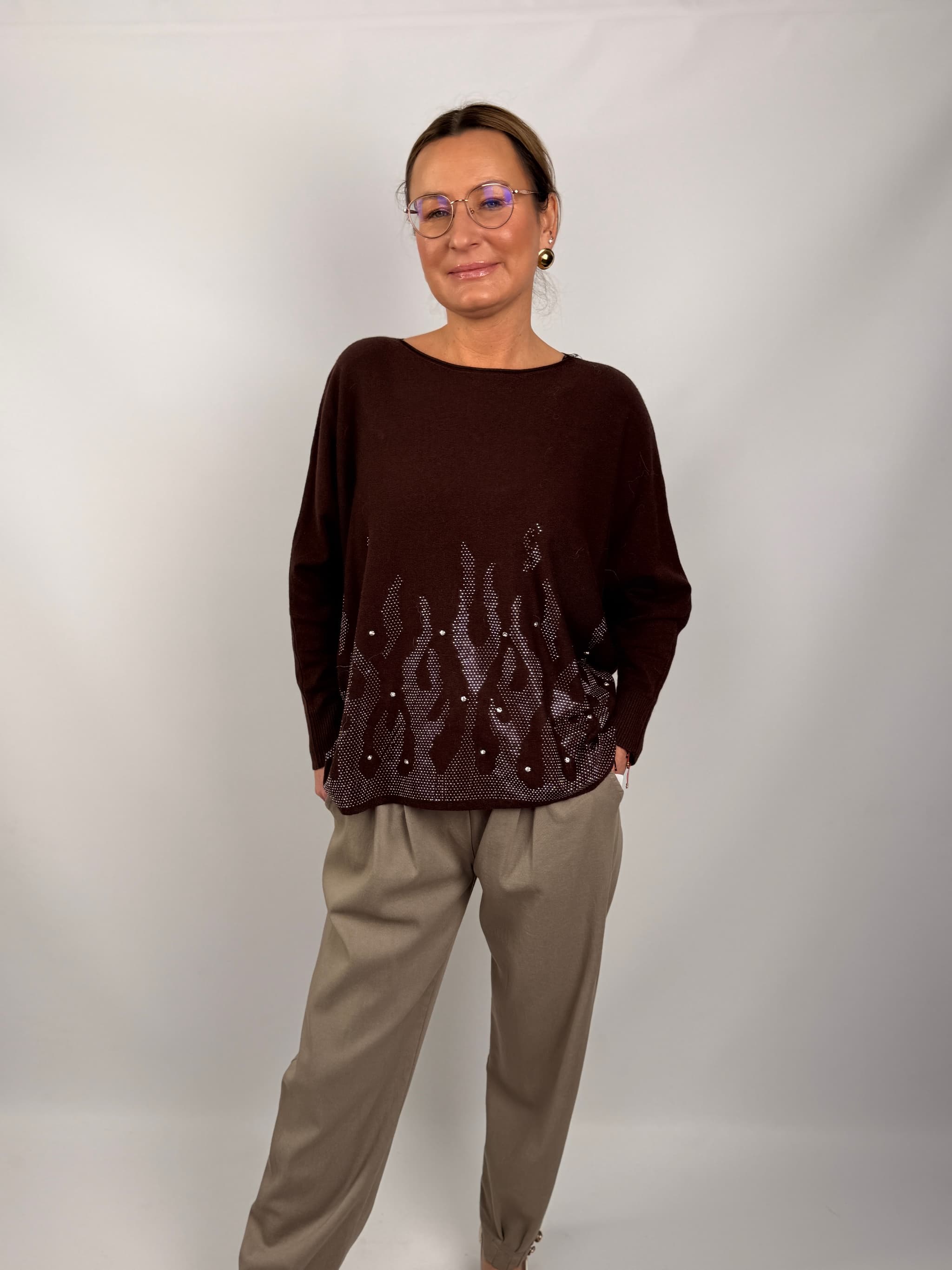 Sweter z cyrkoniami na dole WYPRZEDAŻ