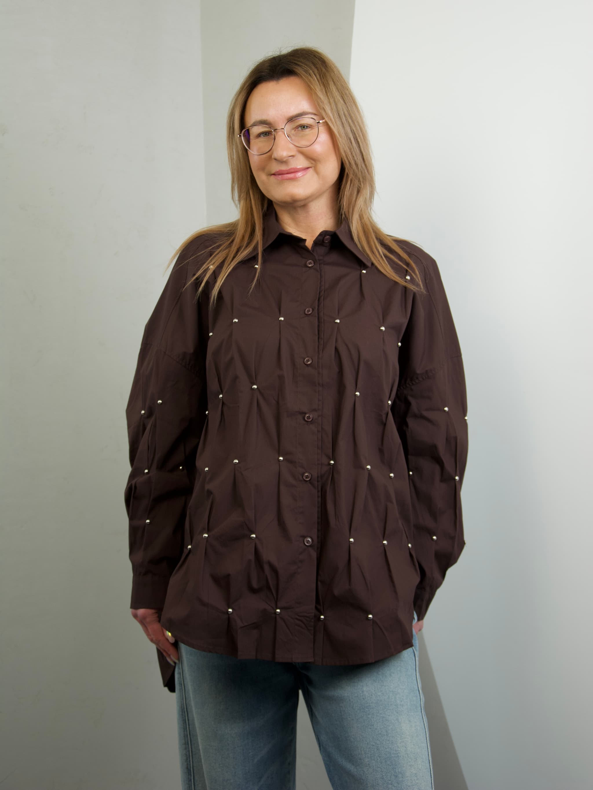 Shirt with silver studs