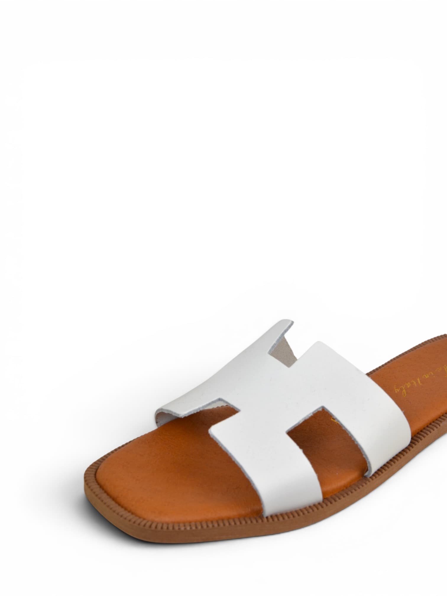 Klapki H skórzane BIAŁY