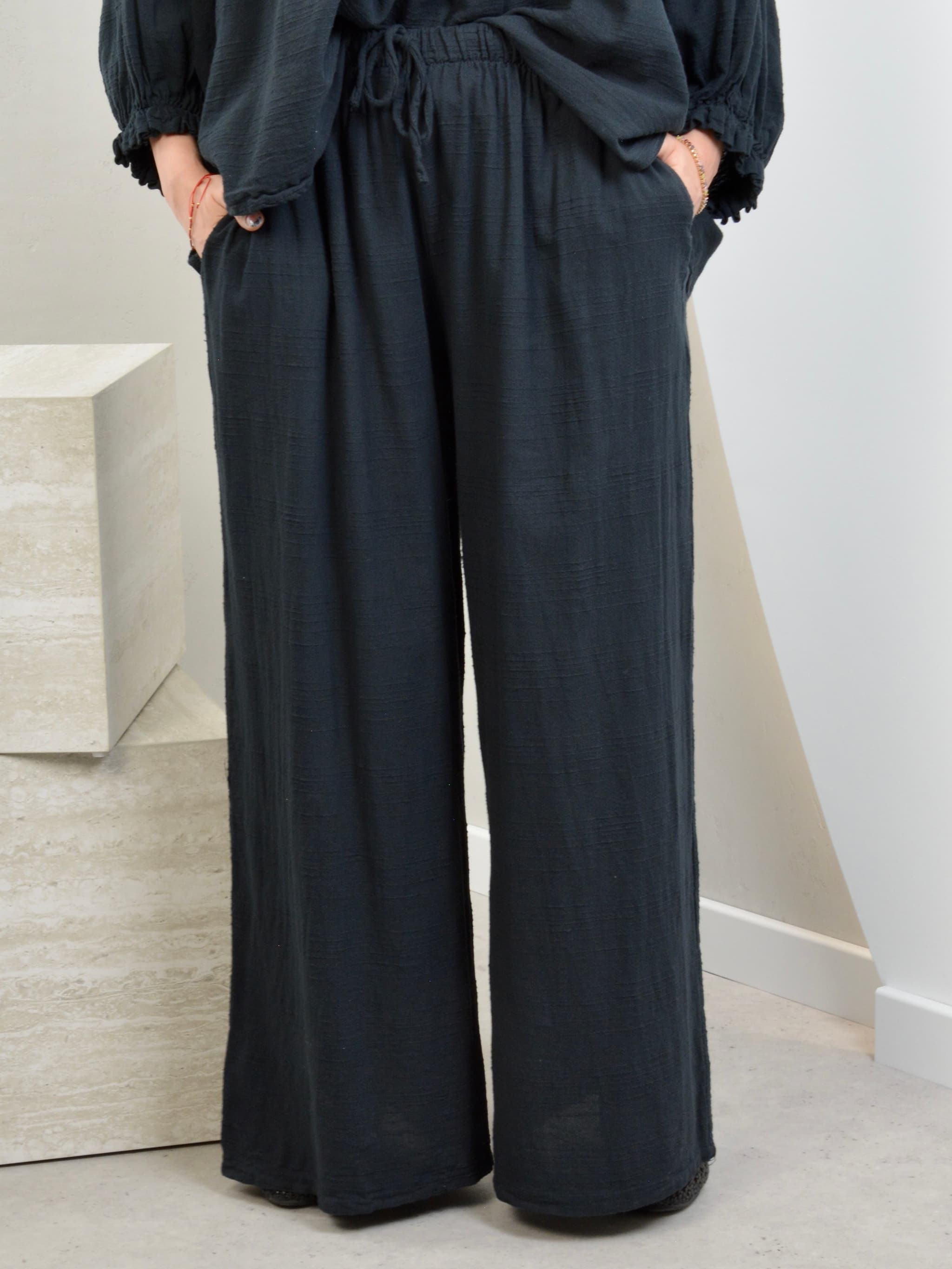 Spodnie bawełniane szerokie