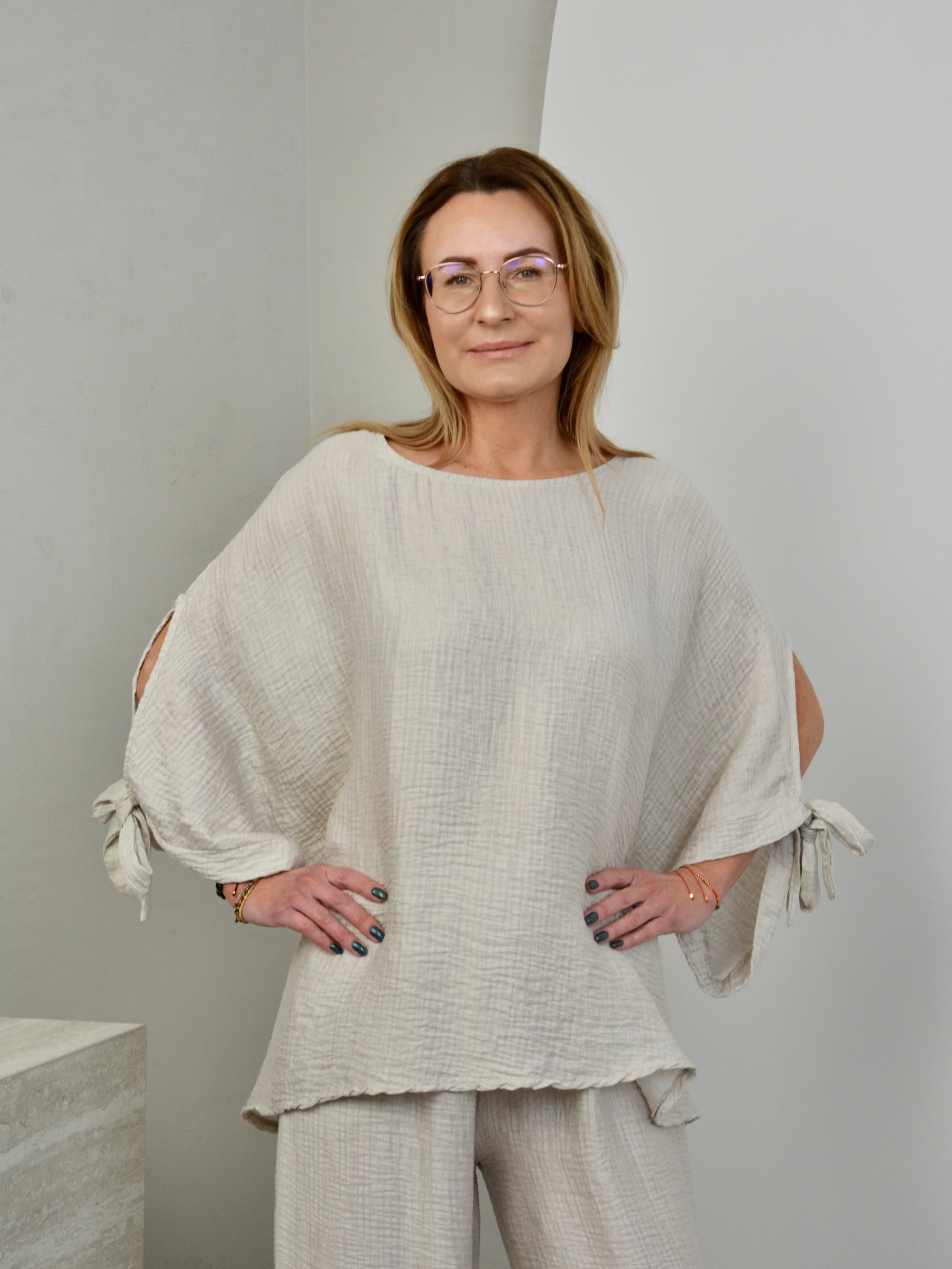 Bluzka muślinowa z kokardką WYPRZEDAŻ